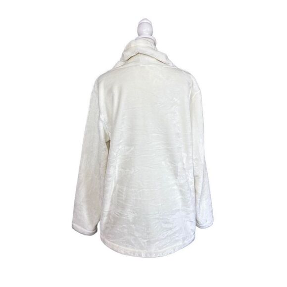 DKNY White Soft Fleece Turtleneck Long Sleeve High Low Pullover Size Medium - Picture 4 of 12